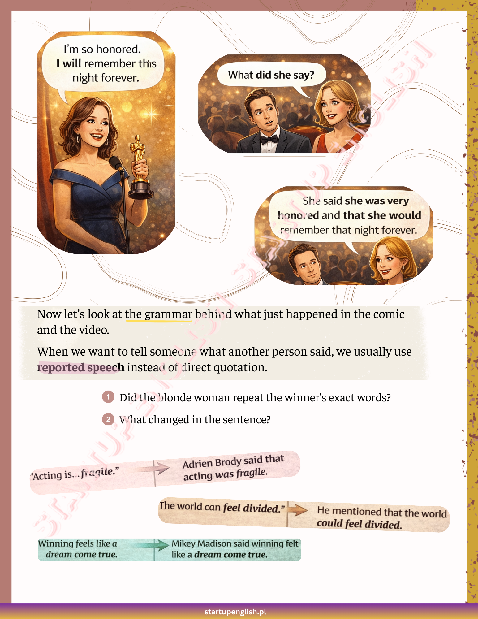 And the Oscar goes to... Reported Speech! - obrazek 2